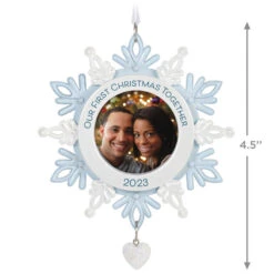 Hallmark Our First Christmas Together Snowflake 2023 Photo Frame Ornament 10 Hallmark Our First Christmas Together Snowflake 2023 Photo Frame Ornament -Hallmark BlueWhite Snowflake Picture Frame Keepsake Ornament 1699QGO2879 03