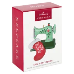 Hallmark Sew Very Merry! Ornament 11 Hallmark Sew Very Merry! Ornament -Hallmark Green Sewing Machine and Stocking Keepsake Ornament 1799QGO2927 04