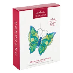 Hallmark Brilliant Butterflies Special Edition Ornament 11 Hallmark Brilliant Butterflies Special Edition Ornament -Hallmark Green and Blue Butterfly Keepsake Ornament 1999QGO2799 04