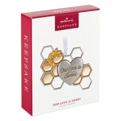 Hallmark Our Love Is Sweet Metal Ornament 11 Hallmark Our Love Is Sweet Metal Ornament -Hallmark Honeycomb and Heart Keepsake Ornament 1799QHX3027 04