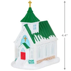 Hallmark Candlelight Service Ornament -Hallmark White Church With Green Steeple Keepsake Ornament 2199QGO2767 03