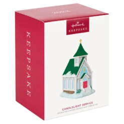 Hallmark Candlelight Service Ornament -Hallmark White Church With Green Steeple Keepsake Ornament 2199QGO2767 04