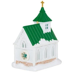 Hallmark Candlelight Service Ornament -Hallmark White Church With Green Steeple Keepsake Ornament 2199QGO2767 06