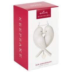 Hallmark Our Anniversary 2023 Porcelain Ornament -Hallmark White Love Birds Anniversary Keepsake Ornament 1999QHX3069 04